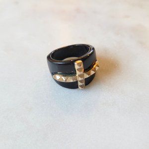 Punk black cross statement ring size 7